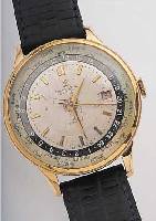 BREITLING HERRENARMBANDUHR UNITIME, REF.-NR.1/260, SCHWEIZ UM 1951, METALL VERG., BODEN GEDR., BLATT VERS., FL., 24-STD.-ANZ. DURCH SICH ...