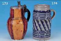 ZINNDECKELKRUG, DEUTSCH, 19. JH. , PORZELLAN, BEMALT, H. 21 CM