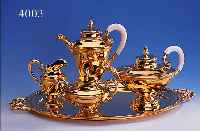 KAFFEE- UND TEESET, BRUCKMANN & SöHNE HEIL- BRONN, CA. 30ER JAHRE, METALL INNEN UND AUSSEN HOCHVERGOLDET, EMPIRESTIL, BEST. AUS KAFFEE- UND ...