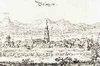 KONVOLUT VON 2 BLATT BALINGEN UND BADEN, 1.) KUPFERSTICH M. MERIAN GA BALINGEN, TADEL- LOSES EXEMPLAR OHNE SICHTBAREN ALTEN MITTEL- BUG, FESTER ...