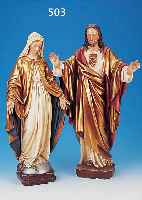 MADONNA U. CHRISTUSSKULPTUR, SüDDT., UM 1900, GIPS, BUNT GEFAßT, H 63 CM, AN MEHREREN STELLEN L. BEST., RüCKSEITIG ...