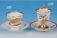 TASSE MIT UNTERTASSE, KPM, BERLIN, 20. JH., PORZELLAN, HAUSMALEREI, H. 11 CM, SCHöNE VOGELMALEREI, GOLD-, STAFFAGE