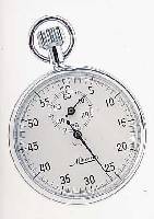 MINERVA EINHANDSTOPPER, SCHWEIZ UM 1975, METALL HARTVERCHR., EMAILFARB. KONTRASTZIFFER-BL., 60-MIN.-STOPPZäHLER, ORIG.-LAGERKASTEN, U. LOGO, EZ ...