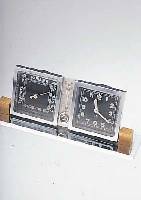 IMHOF SCHREIBTISCHSET MIT 8-TAGEUHRWERK, THERMOMETER (CELSIUS UND REGUMIR), BAROMETER, NULLEICHUNG UNGEPR., MASSIV METALL VERCHR., HALTEKLIPSE ...