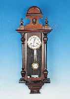 WANDUHR, GUSTAV BECKER, UM 1900, VERZIERTES HOLZGEHäUSE, SOCKEL SEKUNDäR, ALTER AUFSATZ, 2KL. APPLIKATIONEN FEHLEN, 3-SEITIG VERGLAST, ...
