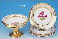OBSTSERVICE, PARIS, MITTE 19. JH., PORZELLAN, H. 14 CM, TELLERDM. 22 CM, SCHöNE BLUMENMALEREI, GOLDSTAFFAGE, MIN. BERIEBEN