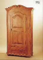 SCHRANK, EINTüRIG, SüDDEUTSCH, ENDE 18./ANFANG 19. JH., WEICHHOLZ GESCHNITZT, OHNE ...