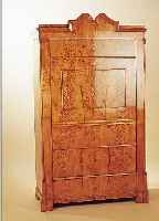 SCHRANK, SOG. SEKRETäRBLENDER, UM 1870, BIRKEFURNIER, POLIERT, OHNE EINRICHTUNG, OHNE SCHLüSSEL, 175 X 103 X 51 CM