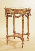 TISCH, LOUIS-QUINZE-STIL, 1. HäLFTE 20. JH., HOLZ GOLDFARBEN, MARMORPLATTE MIT REST. BRUCHSTELLE, L. ALTERSSCHäDEN, H. CA. 72 CM