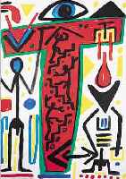 PENCK, A.R., OHNE TITEL, FARBOFFSET, HANDSIGNIERT, CA. 62 X 45 CM, PP