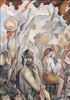 MOLERITSKI, GEORGIEVIC SERGEJ, *1940 ROSTOW, STUDIERTE IN DER KUNSTHOCHSCHULE, HIER: AM ENDE DER SACKGASSE DER WEG ZUR MORGENRöTE, ÖL/STOFF, ...