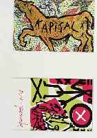 PENCK, A.R., VIER MULTIPLES, ALLE HAND- SIGNIERT (TEILS DURCH PP VERDECKT), JE CA. 15 X 10 CM, PP, IN EINEM RAHMEN