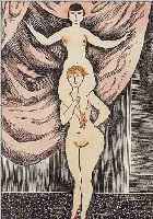 FOUJITA, TSUGUHARU, 1886-1968, ZWEI KOLORIERTE HOLZSCHNITTE AUS: DIE ABEN- TEUER DES KöNIGS VON 1925, JE CA. 13,5 X 10CM,PP, U.GL., ...