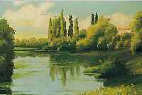 HERZING, MINNI, 1883 FRANKFURT - CHEMNITZ, ÖL/LWD., 25,5 X 36 CM, FLUßLANDSCHAFT