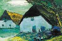 FINK,  ÖL/LWD., BLAUE SCHEUNE 38 X 48 CM