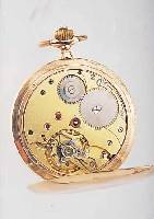 HERRENTASCHENUHR SAVONETTE, SCHWEIZ UM 1910,ROSE-G. 585/000, BEIDE SCHALEN SYM. GUILL., MONOGR.-SPIEGEL FREI, EMAILBL., ZEIGERSTELL- RIEGEL INNEN ...