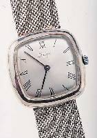 QUINN HERRENARMBANDUHR, DEUTSCHLAND UM 1970,STERLINGSILBER, CARREE-CAMBRE-GEH. INCL. FLECHTBAND, EINSCHALENAUSF., GET. A-WELLE, RUNDANKERW., ...