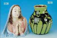 VASE, KERAMIKWERKE KANDERN, UM 1914/16, KERAMIK, GRüN STAFFIERT, H. 25 CM, ENTWURF HACKENJOSS, LEICHTE ...