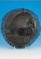 ROSENTHAL-JAHRESTELLER, KüNSTLERENTWURF ERNST FUCHS, GLAS, 2041/3000, 1980, D. CA. 39 CM, IM KARTON