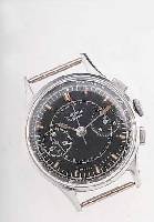 SEKONDA (POBJEDA) ARMBANDCHRONOGRAPH, SOWJETUNION UM 1956, METALL VERCHR., EDELST.- BODEN U. GLASR. GEDR., BLATTDESIGN FüR ...