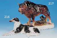 PORZELLANFIGUR, ROSENTHAL, KUNSTABT., 1914- 18, LIEGENDER WINDHUND, NATURALISTISCHE BE- MALUNG, L. CA. 28 CM