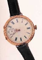 OMEGA DAMENTASCHENUHR ALS DAMENARMBANDUHR, REF.-NR. 3299909, SCHWEIZ UM 1912, ROSE-G. 585/000, RUNDUM MATT., RüCKS. BLüTENDEKOR, ...