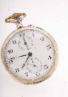 LEONIDAS HERRENTASCHENUHR M. CHRONOGRAPHEN- FKT., EMAILBL. ERS. V. OMEGA, 30 MIN.- STOPPZ., 800ER SILBERGEH. BERIEB., VERG. 2/3 ...