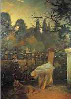 RüGER, H. OTTO, UM 1900, ÖL/LWD., 100X70CM, TERRASSE MIT HUND, MüNCHNER SCHULE