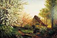 FREYTAG, CLEMENS, DAT. 1907, ÖL/LWD., 65 X 95 CM, BAUERNHAUS AM BACH, RAHMEN