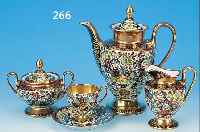 MOKKASERVICE F. 6 PERSONEN, TIRSCHENREUTH/HAUSMALEREI, WOHL 30ER JAHRE, PORZELLAN, H. 21 CM, SIGNIERT G. ...