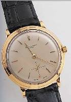 BAUME & MERCIER HERRENARMBANDUHR, REF.-NR. 3132, SCHWEIZ UM 1950, ROSE-G. 750/000, BODEN GESCHR., VERS. BLATT, AUFGES. GOLD-STD.-ZEI- CHEN, ...