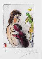 CHAGALL, MARC, 1887-1985, KOLORIERTE RADIERUNG, HANDSIGNIERT, NUM. 20/50, CA. 14,5 X 10,5 CM, BLATTGR. CA. 34 X 26 CM, PP