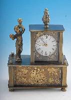 MUSIKWECKERNACHBILDUNG, UM 1900, 1-TAGEWERK,MESSING M. MUSIKWERK, SICH DREHENDE FIGUR LINKSSEITIG, AKTUELLE PRODUKTION, AUFSCHRIFT RüCKS. ...