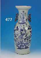 GROßE VASE, CHINA, UM 1900, , PORZELLAN, FEINE FLORALE BLAUMALEREI UNTER DERGLASUR, MITTIG VOGELMOTIV, H. CA. 58,5 CM