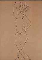 BAERWIND, RUDI, 1932, TUSCHEZEICHNUNG, 55.5 X 23.5 CM, BEIDSEITIG BEMALT, 1 X FRAUEN- AKT, ...