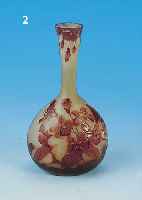 VASE, FRANKREICH, UM 1925, SIGN., SCHICHT- GLAS, ZWISCHEN DEN SCHICHTEN OPAK-HELLGELB EINGEPUDERT, ROTBRAUN üBERFANGEN, FLORALER DEKOR, ...