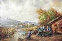 FUCHS, RUDOLPH, GEB. 1892 DIETZ AN DER LAHN, FISCHER AM CHIEMSEE, ÖL/LWD., LI. U. SIGN., CA. 60 X 85 CM, R.