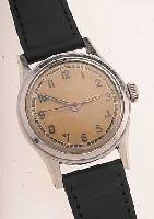 LEMANIA HERRENARMBANDUHR, SCHWEIZ UM 1949, EDELST., BODEN GESCHR., AUßER LEDERB. ORIG.- ZUSTAND, INDIR. ZENTRALSEK., 17 ST., HANDAUF- ZUG, ...