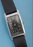 HELVETIA HERRENARMBANDUHR SHOCKABSORBER, REF.-NR. 3993790, SCHWEIZ UM 1938, NICKEL/ CHROM, RECT., SCHARNIERBODEN, ORIG.-BLATT FL., KL. ...