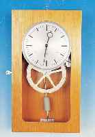 SIGNALUHR, BüRK, DT., UM 1980, MODELL 204, HOLZGEHäUSE, VERGLASTE TüR, 220 V WECHSEL- STROM, SIGNALRAD MIT 5 MINUTENEINTEILUNG, MIT STIFTEN ...