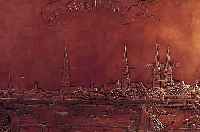 KUPFERRELIEF, DEUTSCH, 70ER JAHRE, ANSICHT VON HAMBURG, CA. 50 X 129 CM