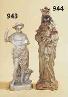 SKULPTUR, FRANKREICH, UM 1880-90, GUßEISEN, DARSTELLUNG DER MADONNA MIT KIND, AUSBRUCH EI-NES ZACKEN IN DER KRONE, KORRODIERT, H.: 50 CM