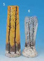 VASE, FRANKREICH, SIGN. LEGRAS, 30ER JAHRE, FARBLOSES GLAS MIT BUNTER EMAILMALEREI EINER WINTERLANDSCHAFT MIT PERSON, H. CA. 22.5 CM