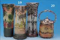 KONVOLUT AUS DREI VASEN, FRANKREICH, UM 1930, WOHL LEGRAS, FARBLOSES GLAS MIT BUNTER EMAILMALEREI, LANDSCHAFTS- DEKORE, H. ...