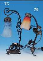 TISCHLAMPE, FRANKREICH, 20ER JAHRE, SCHIRM SIGN. DELATTE, PATE-DE- VERRE MIT HELL- UND DUNKELBLAUEN ...