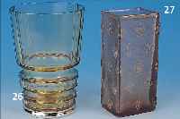 VASE, ÖSTERREICH, MOSER, 30ER JAHRE, GELBLICHES FACETTIERTES GLAS, MIT 925ER SILBERRAND, H. CA. 20 CM
