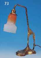 TISCHLAMPE, FRANKREICH, 20ER JAHRE, SCHIRM SIGN. MULLER FRES, PATE- DE-VERRE MIT WEIßEN UND ORANGE- ROTEN ...