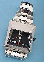 SPACEMAN HERRENARMBANDUHR AUDACIEUSE, SCHWEIZ UM 1974, VERCHR., EDELST.-BAND, HAND- AUFZUG, ZENTRALSEK., REF.-NR. 46617/7, BODEN VERSCHR., ...