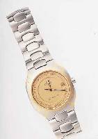 OMEGA HERRENARMBANDUHR SEAMASTER, SCHWEIZ UM1990, EDELST., EDELST.-BAND M. UNSICHTB. FALT-SCHL., SAPHIRFLACHGL., LüNETTE MASSIV GG IN- TARSIERT, ...