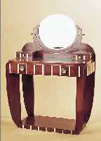 FRISIERTISCH, FRANKREICH, UM 1928-35, PALISANDERFURNIER MIT ELFENBEINAPPLIKATIONEN, FACETTIERTER SPIEGELEINSATZ, MAßE AUF ANFRAGE